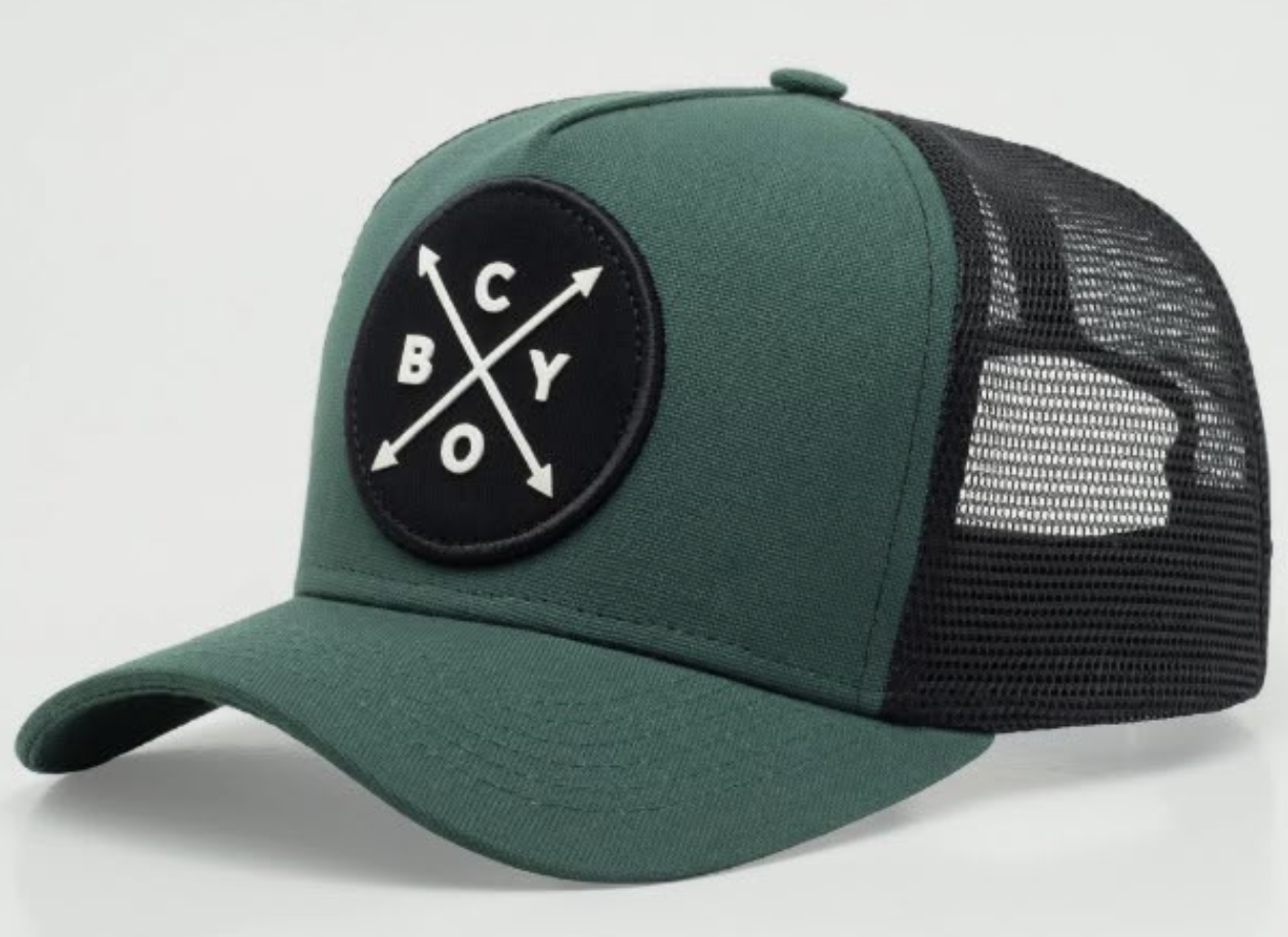 Boné ChoraBoy Aba Curva Trucker — Signature — Verde/Preto